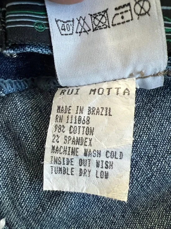 Vintage Rui Motta Women’s Brazilian Blue Lace-Up Side-Trim Flared Jeans Size 4/6 - Picture 8 of 10